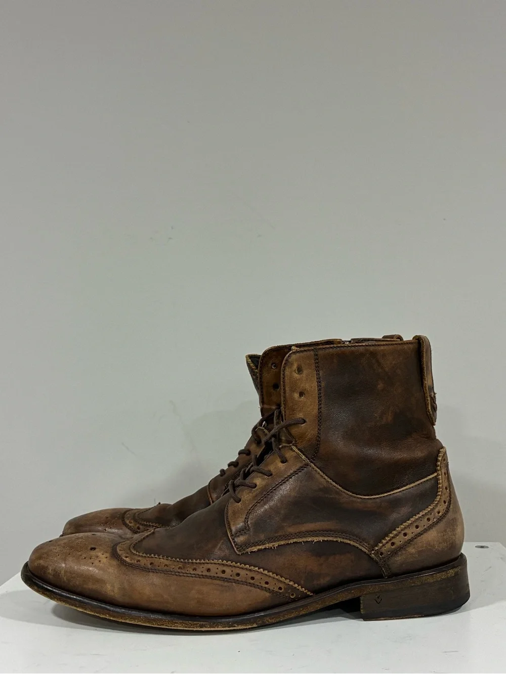 John Varvatos Collection Distressed Leather Boot Size EU 43 USA 10